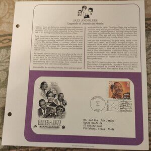 First Day Issue 29¢ Stamp & envelope & Card Muddy Waters Jazz & Blue Singer 1994